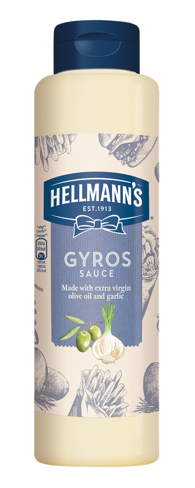 HELLMANN'S Gyros szósz 850 ml -  Minőségi márkájú termék felszolgálása pozitív benyomást kelt a vendégekben.