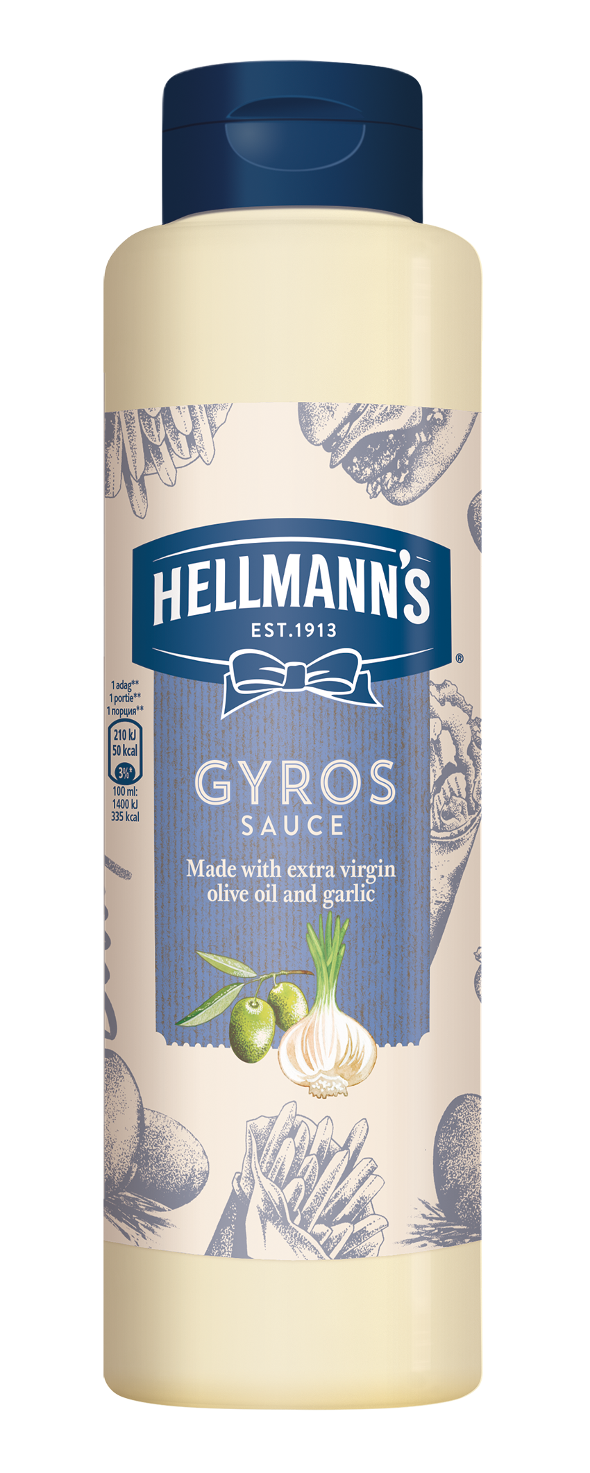 HELLMANN'S Gyros szósz 850 ml -  Minőségi márkájú termék felszolgálása pozitív benyomást kelt a vendégekben.