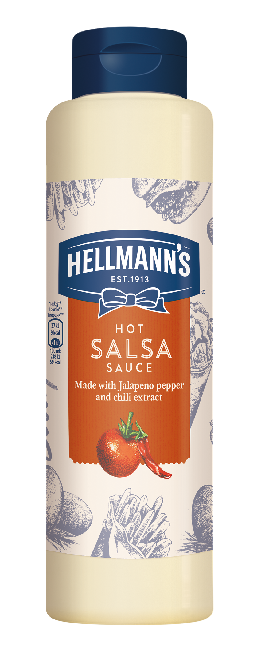 HELLMANN'S Csípős Salsa szósz 850 ml -  Minőségi márkájú termék felszolgálása pozitív benyomást kelt a vendégekben.