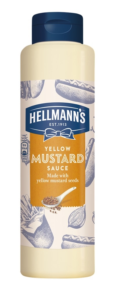 HELLMANN'S Mustár szósz 850ml -  Minőségi márkájú termék felszolgálása pozitív benyomást kelt a vendégekben.