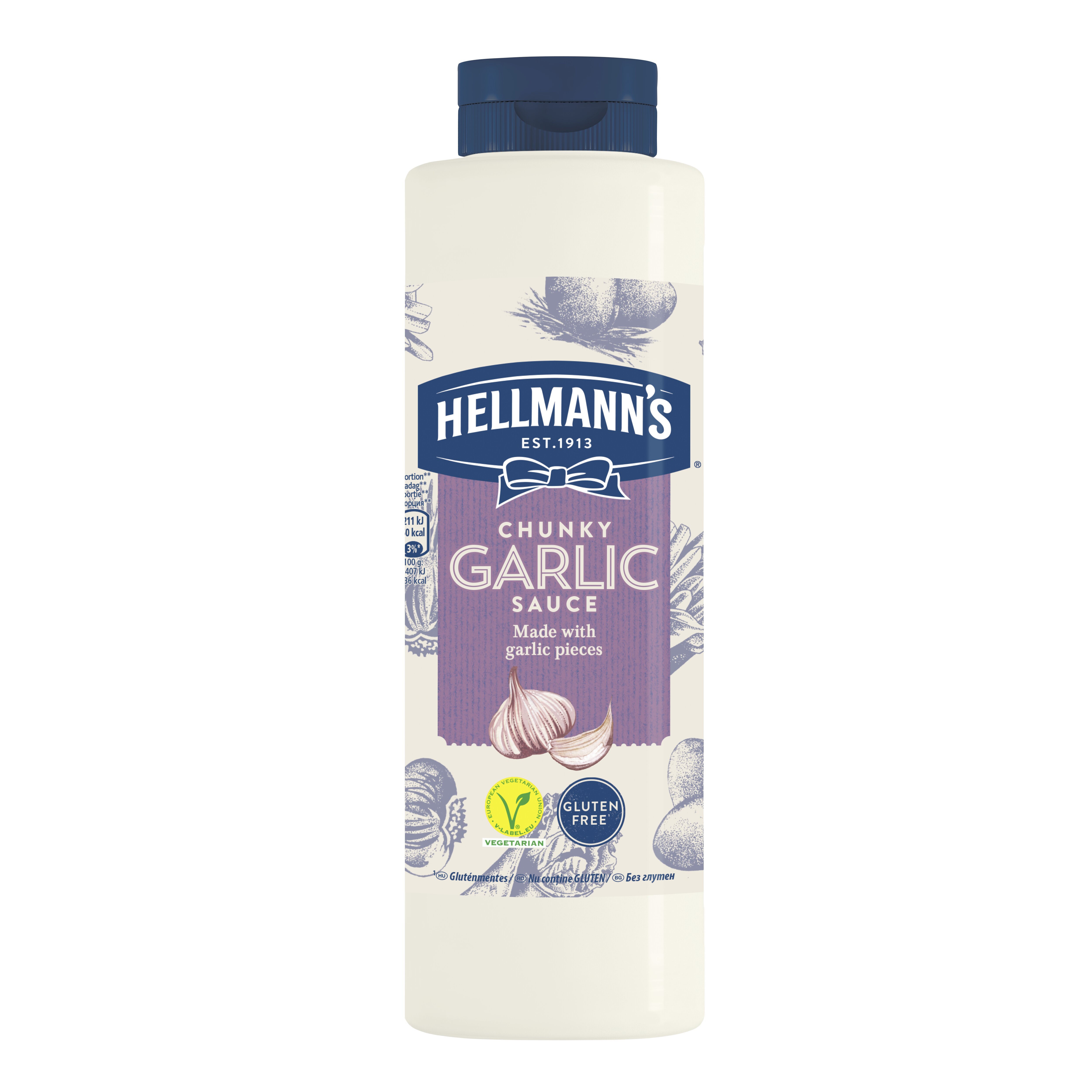 HELLMANN'S Fokhagymás szósz 850ml -  Minőségi márkájú termék felszolgálása pozitív benyomást kelt a vendégekben.