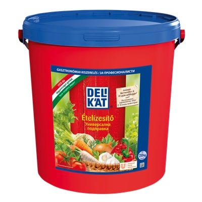 Delikát Ételízesítő 20 kg - A termék az alábbi zöldségeket tartalmazza: sárgarépa, vöröshagyma, zeller, petrezselyem, fokhagyma, paszternák, lestyán, kaliforniai paprika, paradicsom, kapor.