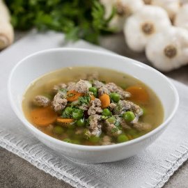 Burgonyás májgaluska leves (7-10 éves korcsoport, allergénmentes alappal)