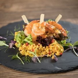 Lime-os ráknyársak fokhagymás bulgúrsalátával Lime-os ráknyársak fokhagymás bulgúrsalátával