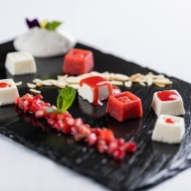 Panna Cotta korianderes eperrel-gránátalmával