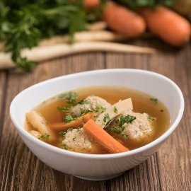 Zöldséges marhahúsleves kölesgombóccal (7-10 éves korcsoport, allergénmentes alappal)