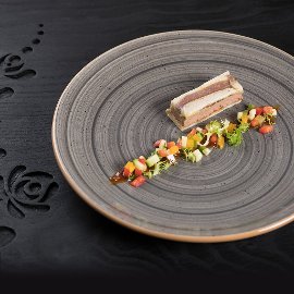 Libamáj torta, füstölt kacsamellel és chili jam-el