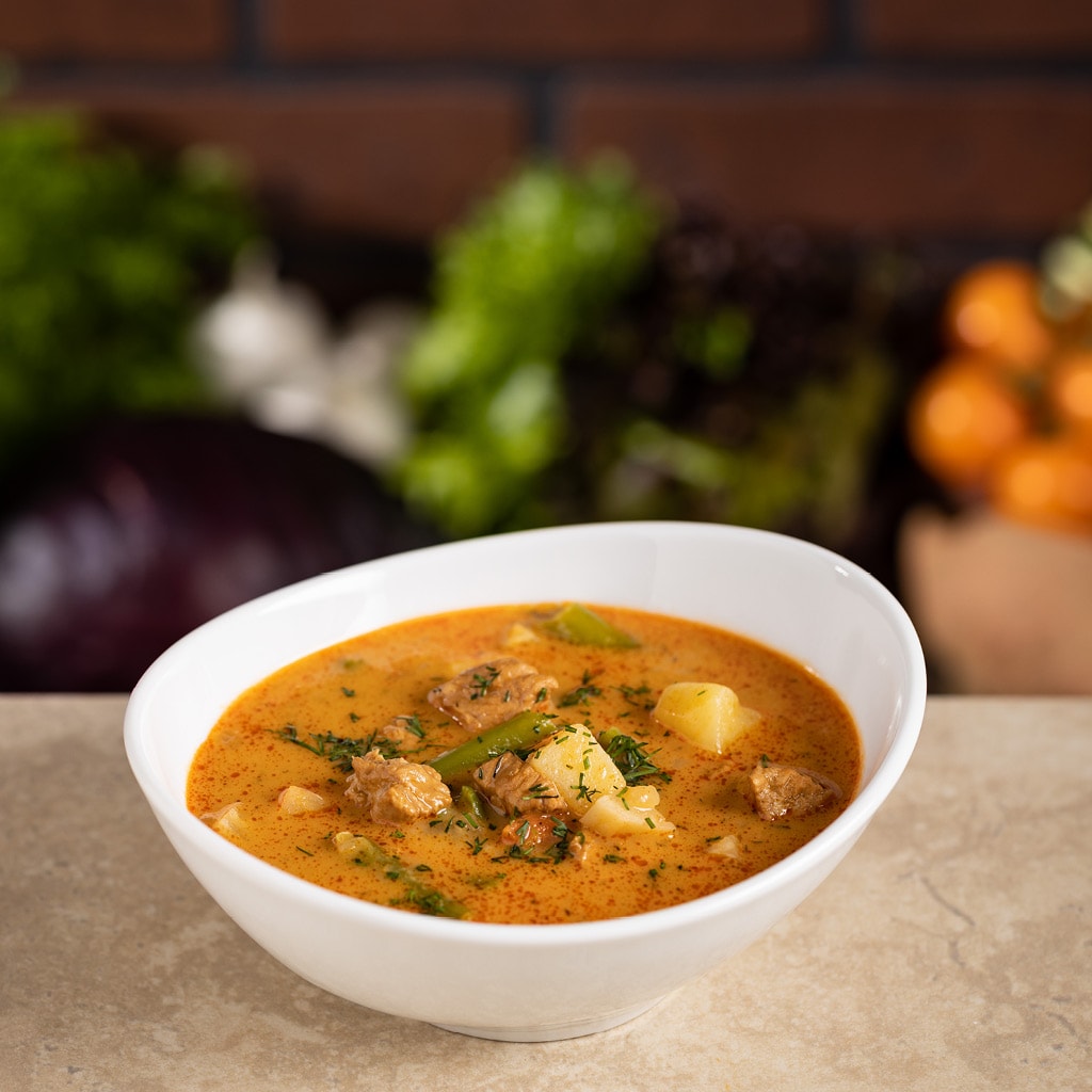 Húsos-kapros zöldbableves (felnőtt)