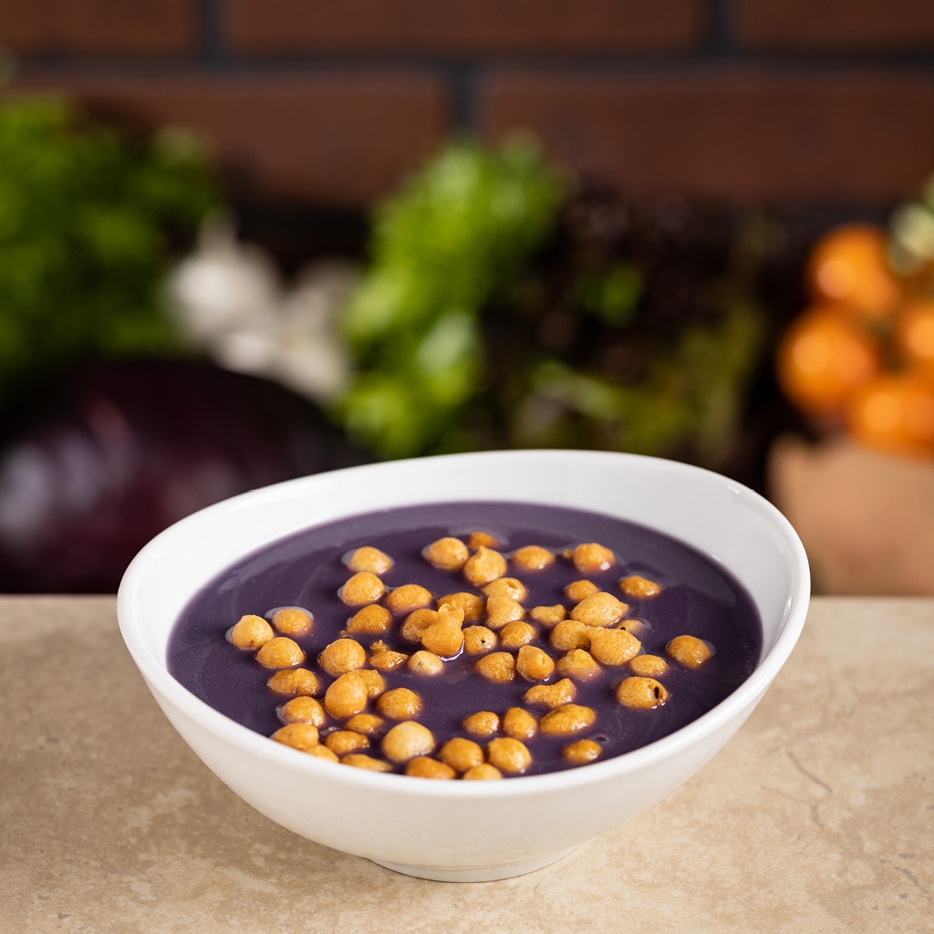 Lilakáposzta krémleves levesgyönggyel (felnőtt) Lilakáposzta krémleves levesgyönggyel (felnőtt)