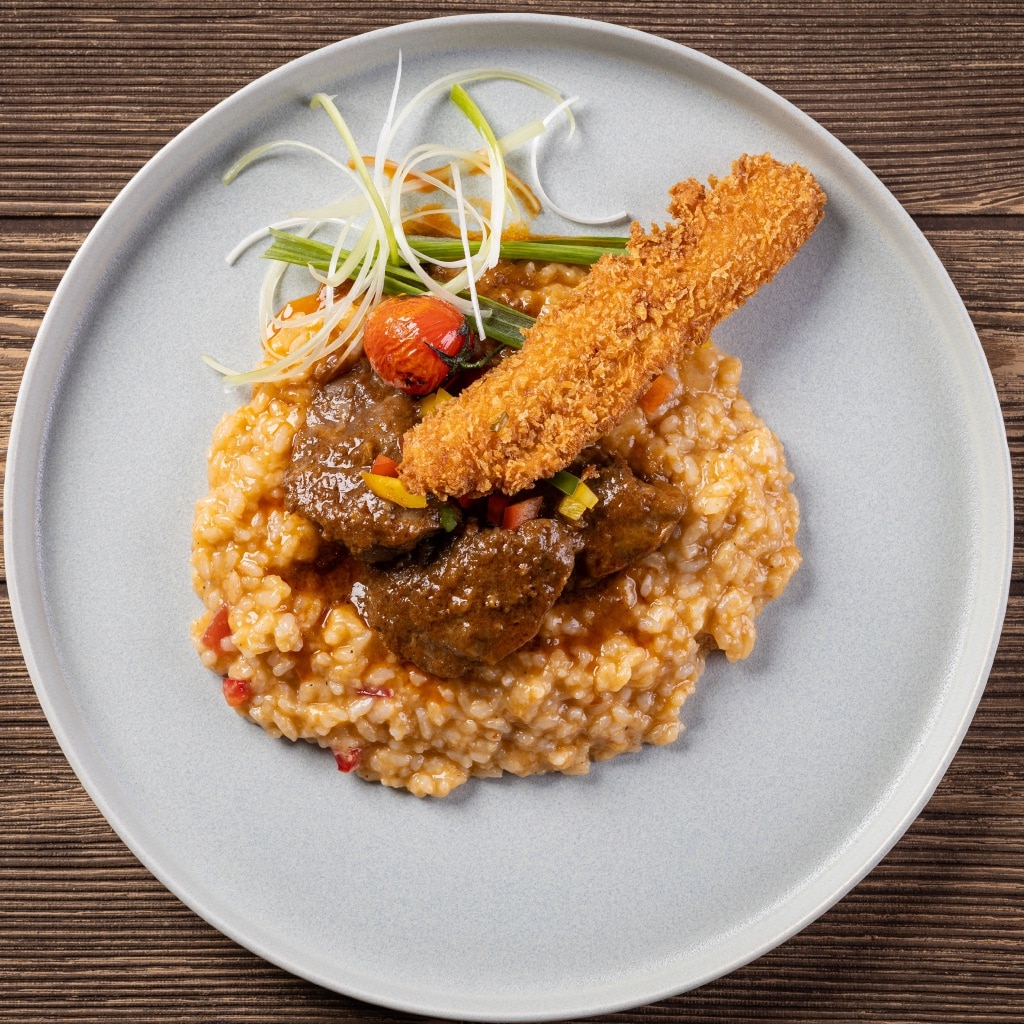 Bácskai rizseshús sertés pofából, rántott kápia paprikával