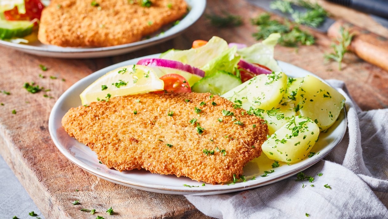 Vegán rántott szelet burgonyasalátával (The Vegetarian Butcher) – - Recept Vegán rántott szelet burgonyasalátával (The Vegetarian Butcher) – - Recept